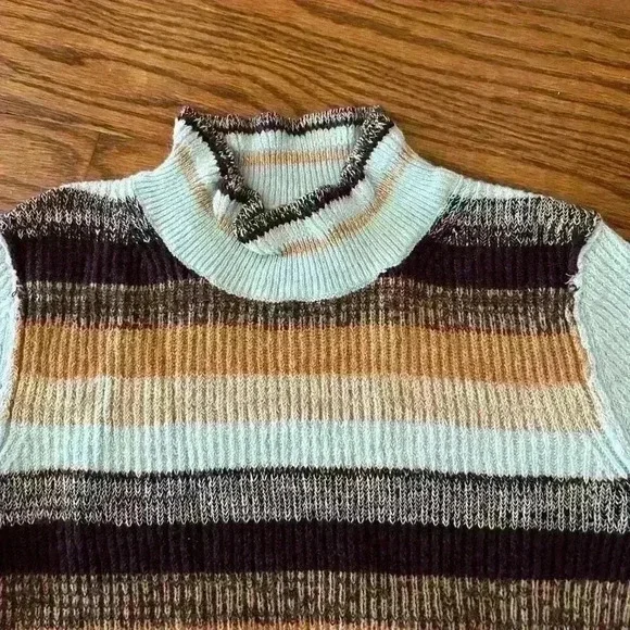 Free People NWT Best Intentions Knit Striped Short Sleeve Sweater Size XS Boho - Picture 3 of 10